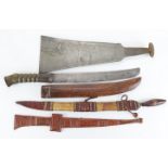 Tribal knives / daggers, etc. African, Burmese, Indian 18th century engraved Axe. (4)