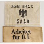 German Org. Todt armbands Nazi, no moth, just service wear, 2x types