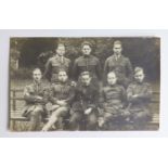 RFC / RAF group photo postcard, Prisoners of War probably at Karlsruhe Camp. Few pin holes noted