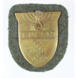 German Kuban arm shield 1943, with backing plate