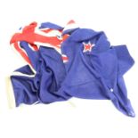 New Zealand Flag, large, printed fabric, with broad arrow stamp and 'N Z'.