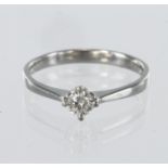 18ct white gold solitaire ring set with round brilliant cut diamond weighing approx. 0.20ct in a