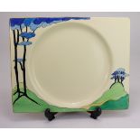 Clarice Cliff - Rectangular 'blue firs' plate from her 'Fantasque' range. Condition report- no