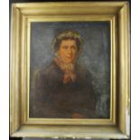 Large Portrait of a Lady. Oil on canvas In the original heavy gilded frame. As found. 86cm x 987cm