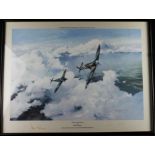 Dual of Eagles'. Robert Taylor print, ' Dual of Eagles ' signed by the pilots, Douglas Bader and