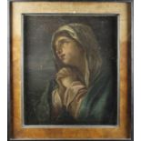 Study of The Virgin Mary in Prayer. Oil on canvas, In a heavy wood panelled frame. 60cm x 51cm