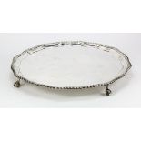 Large silver tray of circular form. Hallmarked London 1924 by William Comyns & Sons Ltd (Charles &