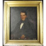 Large Portrait of a Gentleman. Oil on canvas In the original heavy gilded frame. As found. 86cm x