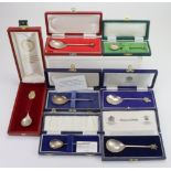 Collection of boxed silver commememorative spoons. (7) Includes Silver Jubilee, Royal Wedding etc.