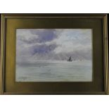 J C Uren (British 1845-1932) Watercolour depicting sailing boats along a coastline in the