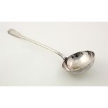 French silver soup ladle bears three hallmarks one of which is Minerva's head with a 1 at the side
