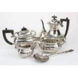 Silver four piece coffee / tea set, hallmarked Birmingham (date letters worn but one is 1926) by