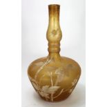Thomas Webb (style?) Cameo Glass Vase with a baluster neck. With a flora and fauna decoration around