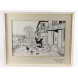 Ronald 'Carl' Giles (1916-1995). Original pen & ink (with corrections), depicting Mother playing