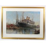 Pastel by A.G Horner of Southend. Depicting WWI Armed Merchant Cruiser, 'SS Otranto', Orient Line.