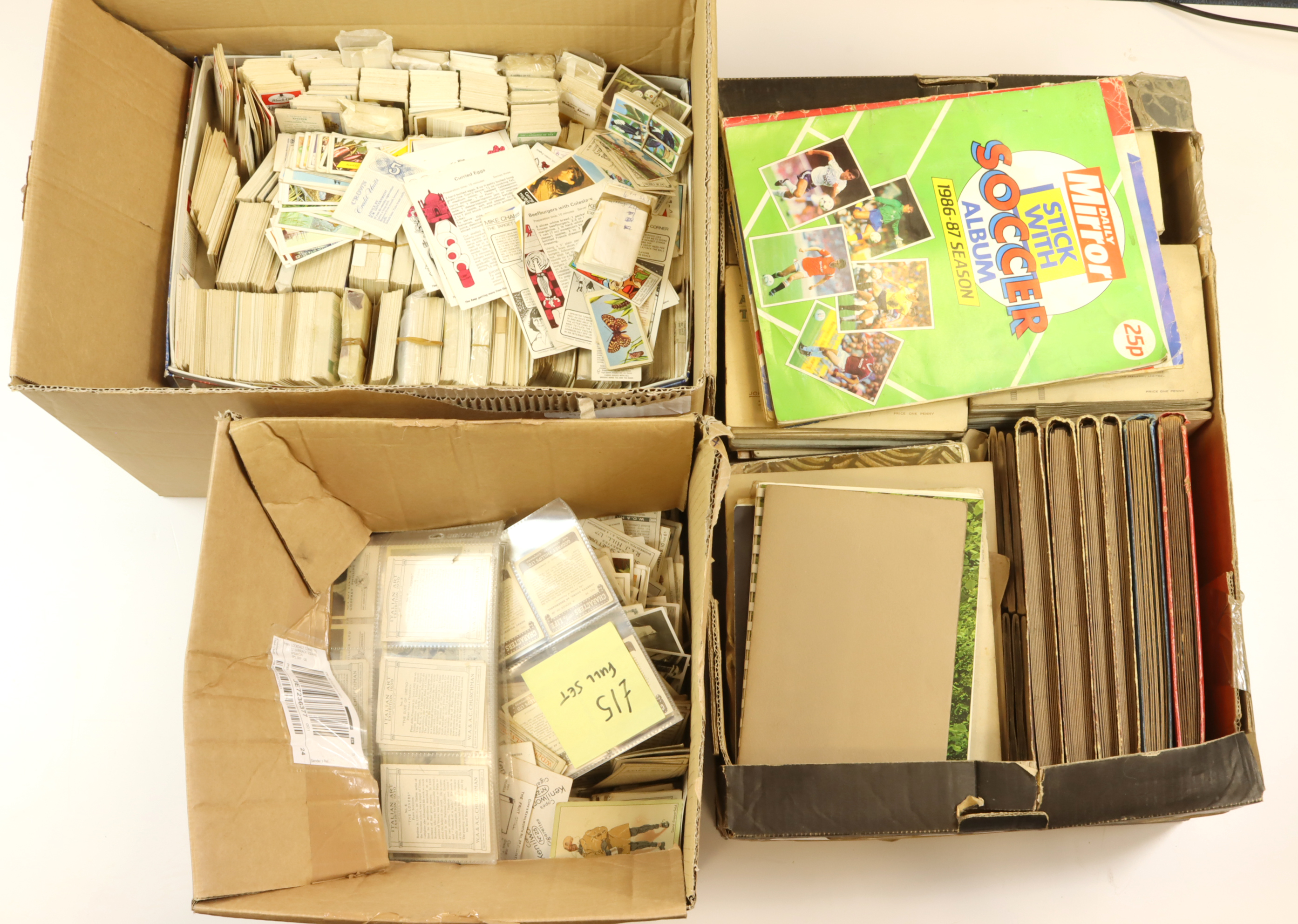 Large boxes (3) containing vast quantity of cards, cigarette & trade issues, needs viewing