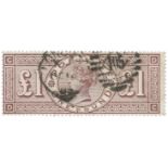 GB - QV 1888 £1 brown lilac, wmk three Orbs, SG186, used, cat £4500