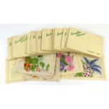 Kensitas Silk Flowers, Post Card size, 37 silks in original packets & 5 without packets, various