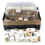Shoebox packed with mostly all Cigarette Card part sets, many needing only a few cards to