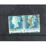GB - 1855 2d blue SG.20a spectacular misperforation variety so that the word POSTAGE is at the