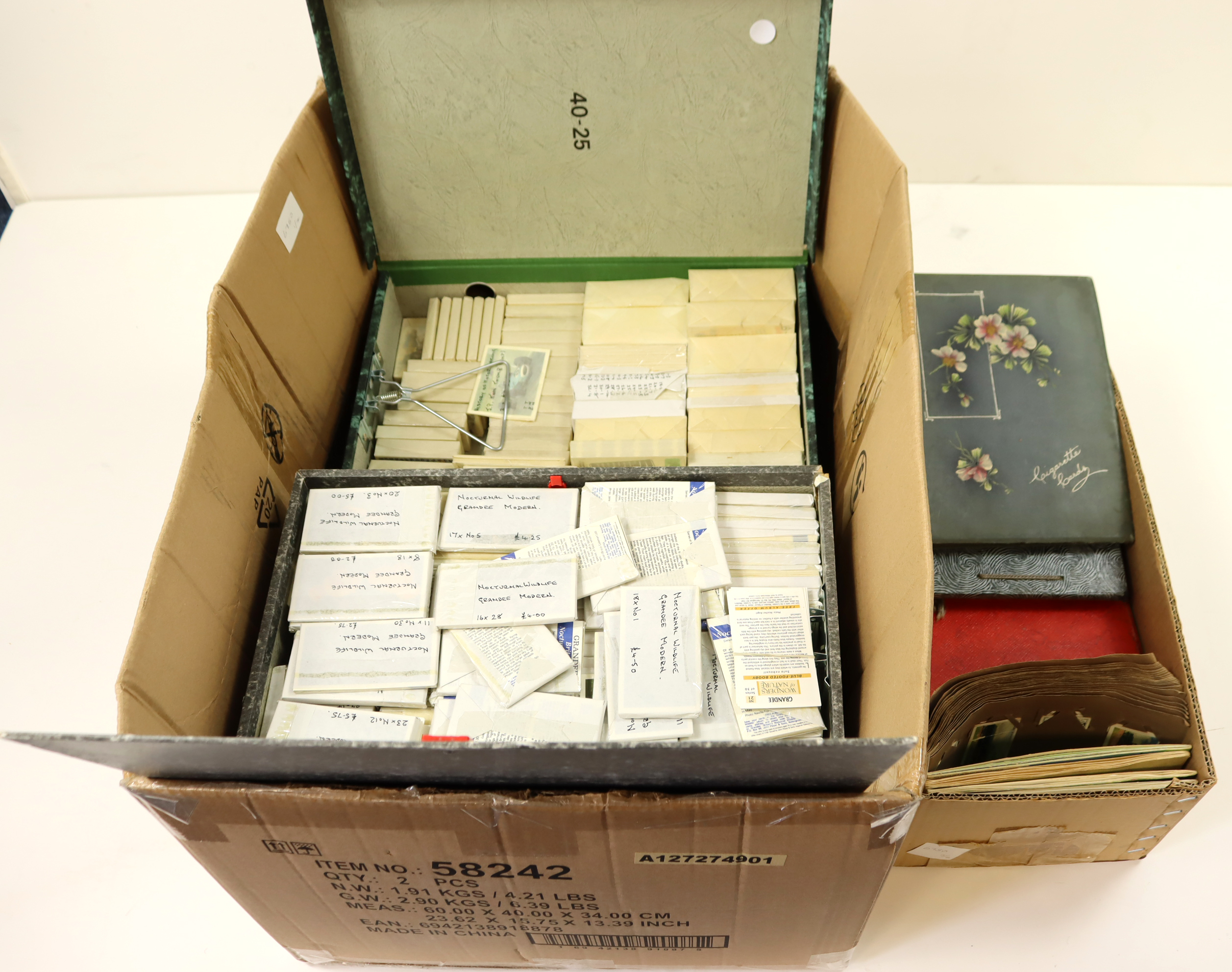 Large accumulation of cards contained in 5 box files & 1 box, 100's of sorted sets of cigar cards