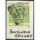 GB - Southwold Railway, Suffolk official railway letter stamp 1891 2d with squared circle postmark