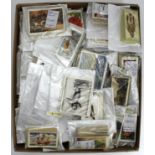 Box of various Cigarette cards in packets, sets, part sets, near sets, (not checked). Includes
