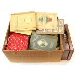 Crate containing large quantity of cards in albums, sorted in envelopes, loose, etc, sets, part