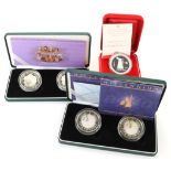 GB & Commonwealth Silver Proofs (5): Royal Mint Millenium 2x Crown set 1999-2000 FDC cased with