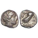 Ancient Greek: Athens AR Tetradrachm 454-404 BC, Athena / owl, 16.95g, VF, banker's mark on cheek, a