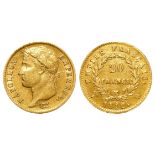 France, Napoleon gold 20 Francs 1812W, KM# 695.10, nVF