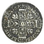 Scotland, Charles II silver 1/8th Dollar 1680, 2.33g, porous (water damaged) Fine.