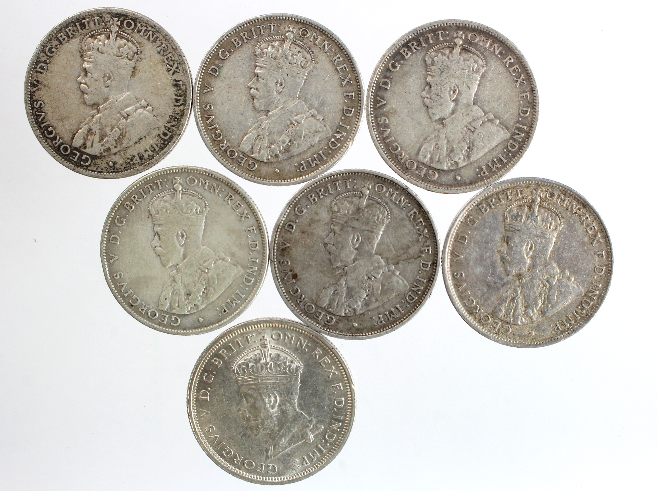 Australia silver Florins (7) 1912-1935 various, F to nEF