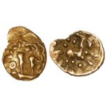 Ancient British Iron Age 'Celtic' gold Quarter Stater, 1.35g, early uninscribed 'Clacton de