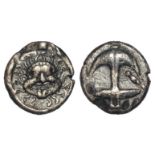 Ancient Greek: Apollonia Pontika silver Drachm c.450-400 BC, early (type 1). Facing gorgoneion /