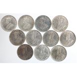 British West Africa silver Shillings (10) 1913 to 1919 various, mixed grade, noted 1913 EF, 1914H