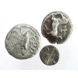 Ancient Greek copies (3): A questionable Maroneia Stater 10.00g, VG/F, along with a copy Olympia,