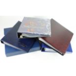 Albums, Banknote folders and albums (5) with some pages/sleeves, mixed sizes and makes, used