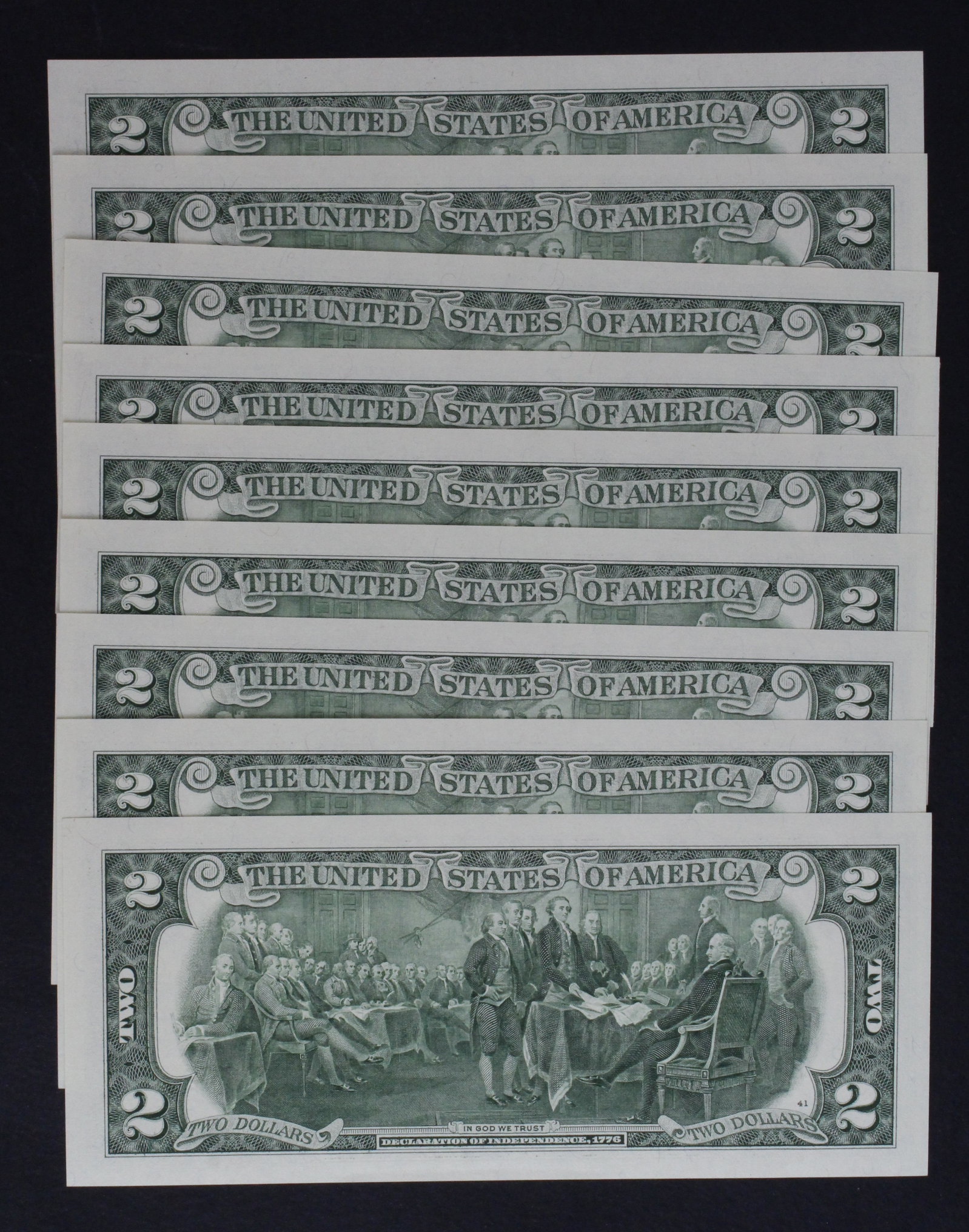 USA 2 Dollars (9) dated 2013, STAR REPLACEMENT notes in a consecutively numbered run of 8 notes plus - Image 2 of 2