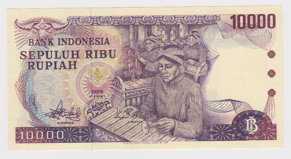 Indonesia 10000 Rupiah dated 1979, scarce REPLACEMENT note serial no. XLG 024366 (TBB B576r,