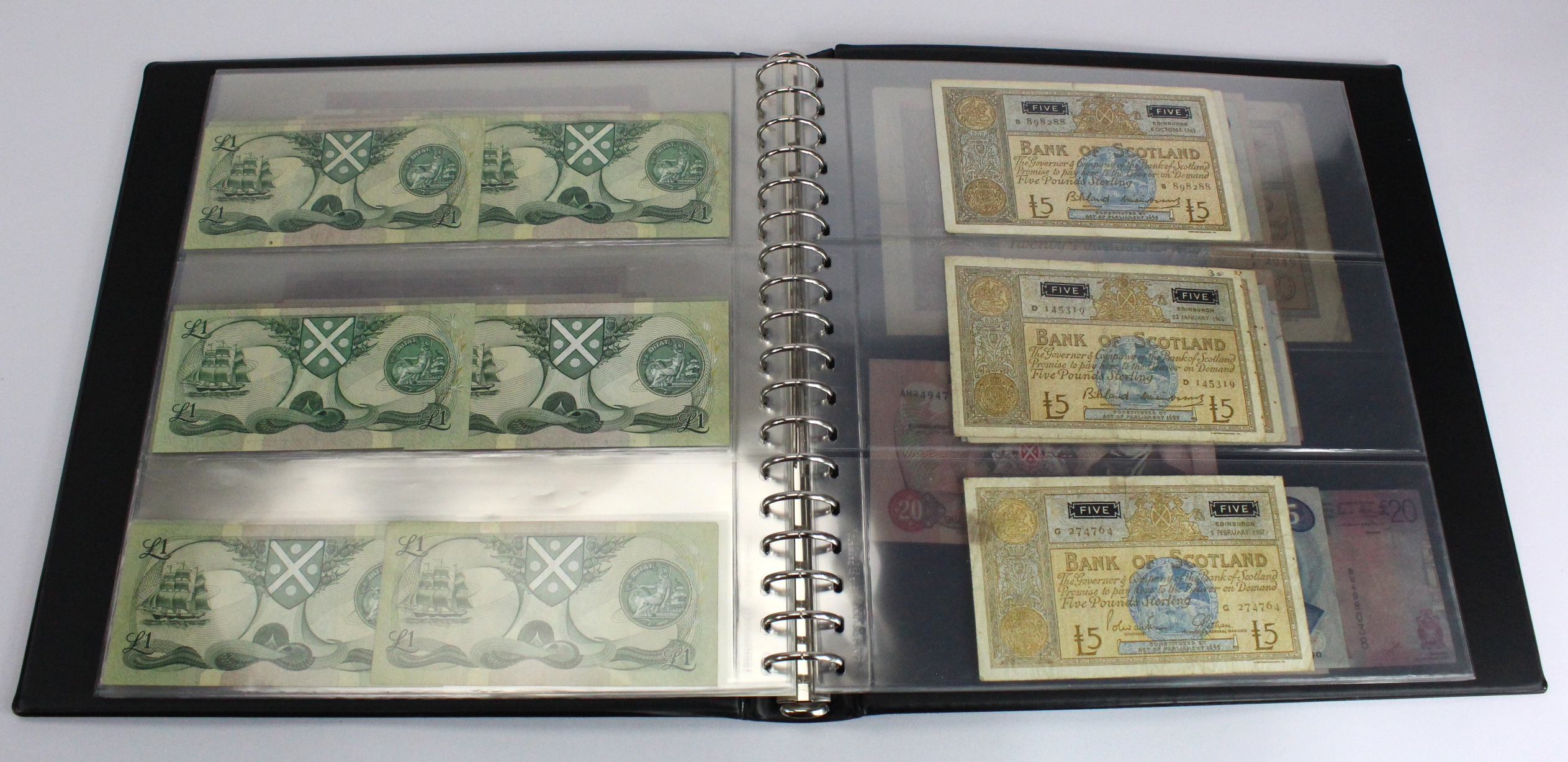 Scotland, Bank of Scotland (50), collection in Lindner album, 20 Pounds (3) date range 1963 - - Image 9 of 15