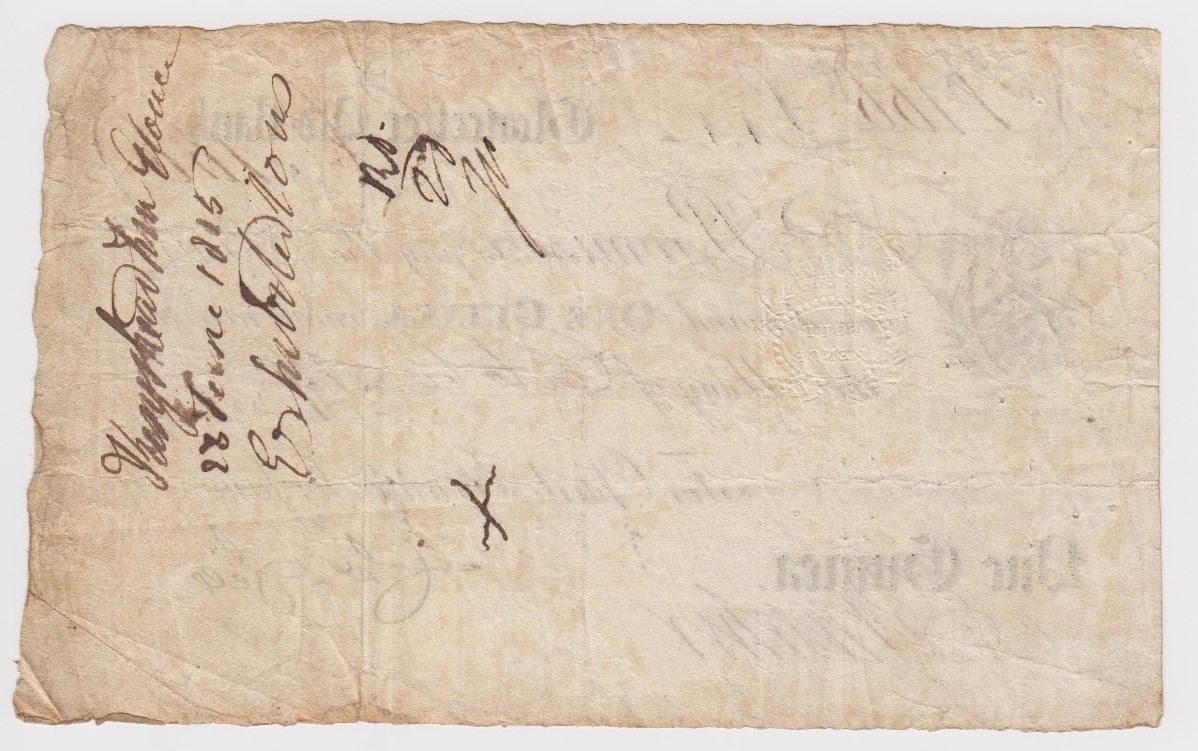 Gloucester Old Bank 1 Guinea dated 1814, serial No.7166 for Charles Evans & Sir James Jelp ( - Image 2 of 2