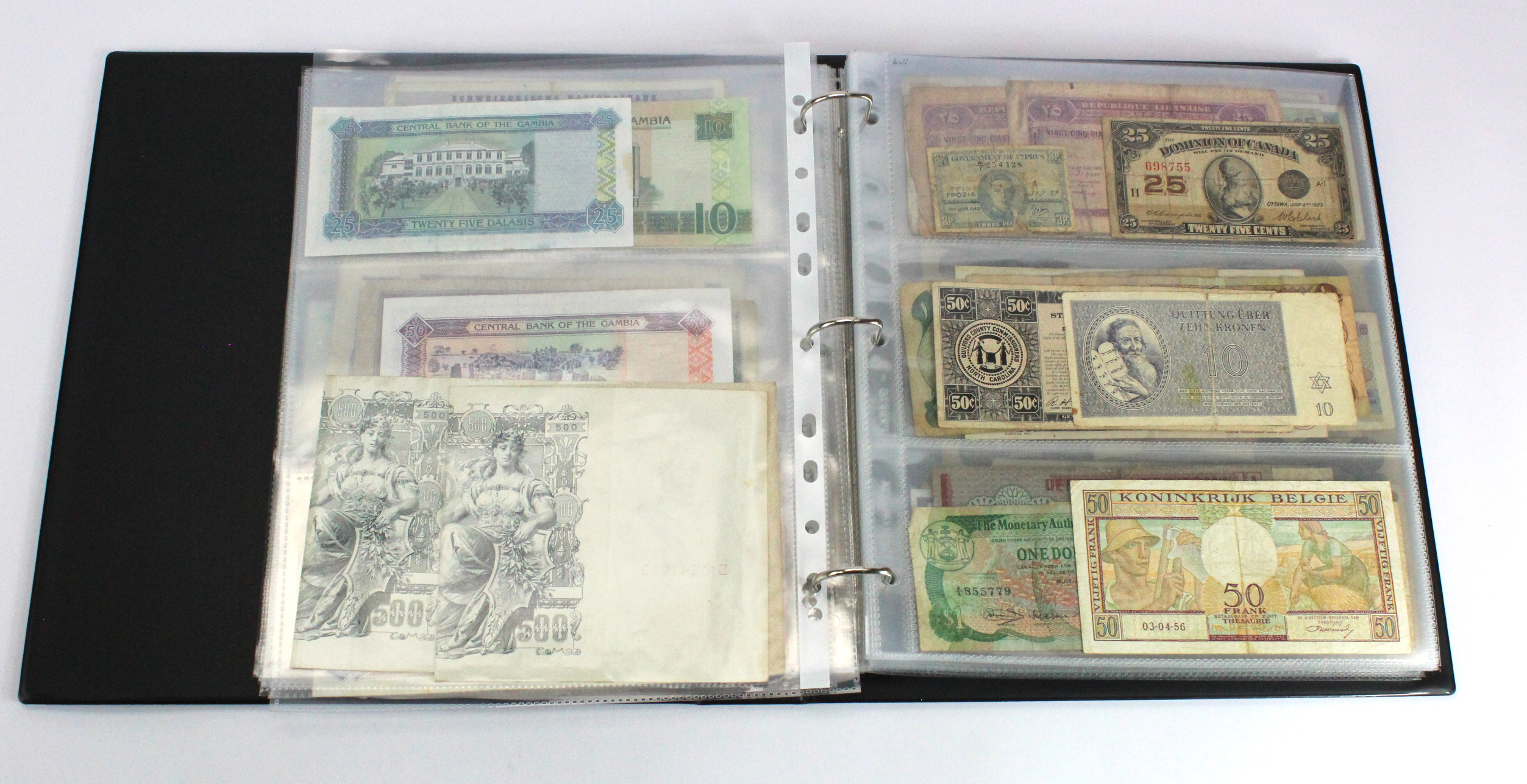 World (200), an interesting collection in Banknote album, Belgium, UAE, Japan, Malta, Belize, Bank - Image 11 of 41