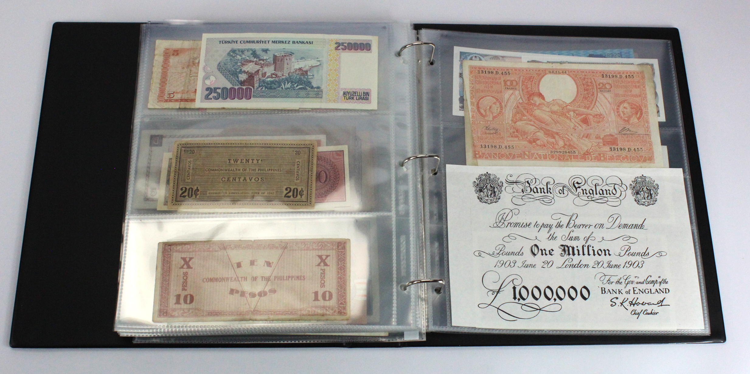 World (200), an interesting collection in Banknote album, Belgium, UAE, Japan, Malta, Belize, Bank - Image 35 of 41