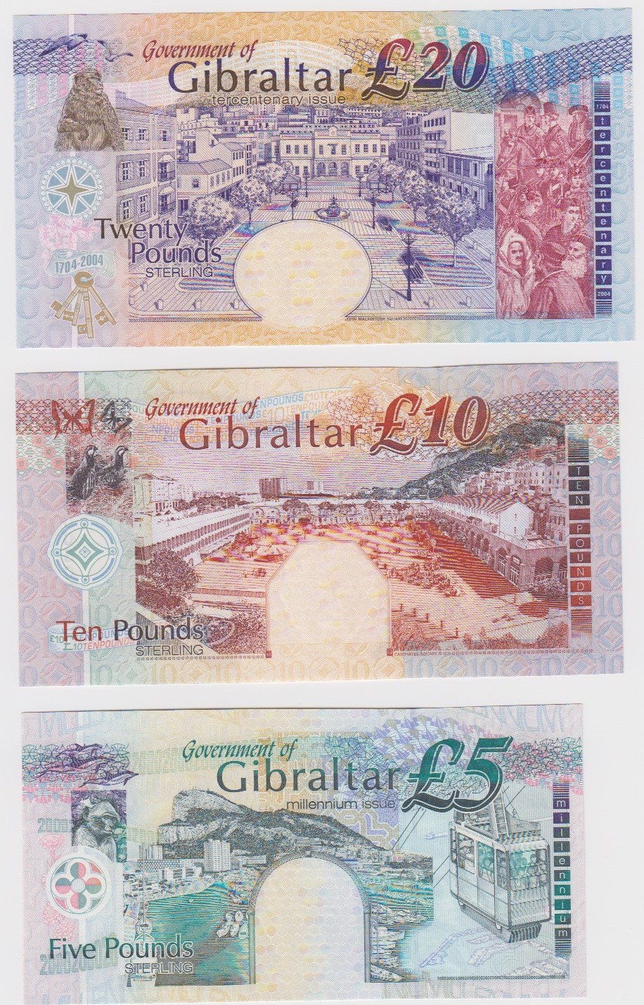 Gibraltar (3), a group of Commemorative notes with MATCHING serial numbers, 20 Pounds dated 2004, 10 - Image 2 of 2