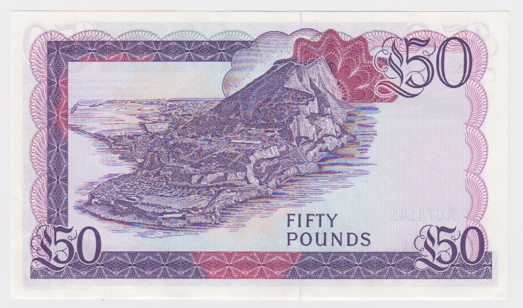 Gibraltar 50 Pounds dated 27th November 1986, serial A074141 (TBB B122a, Pick24) Uncirculated - Image 2 of 2