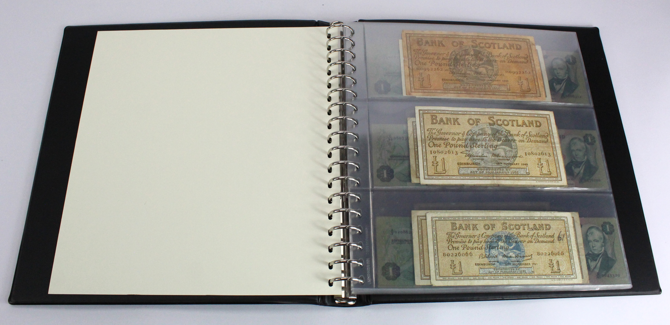 Scotland, Bank of Scotland (50), collection in Lindner album, 20 Pounds (3) date range 1963 -