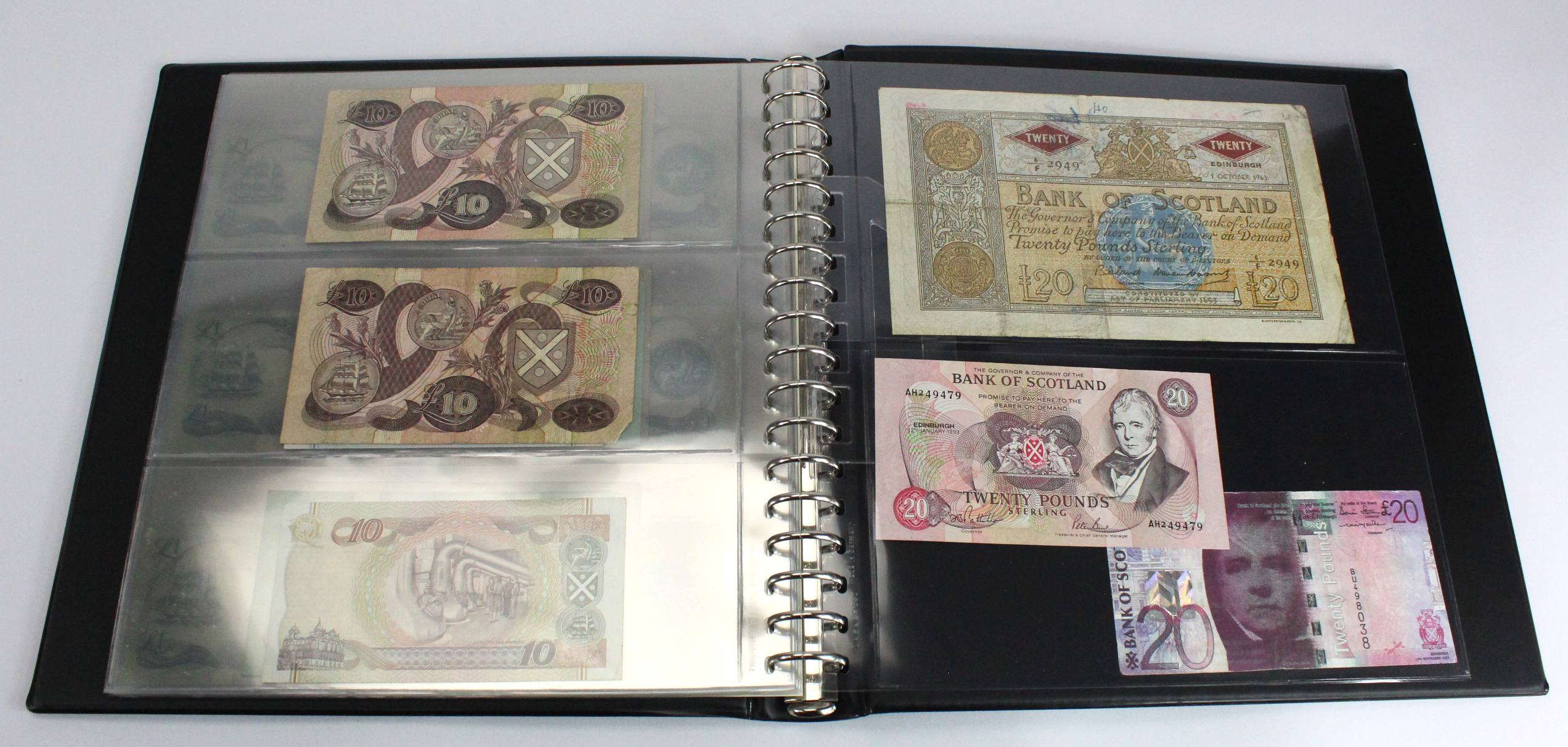 Scotland, Bank of Scotland (50), collection in Lindner album, 20 Pounds (3) date range 1963 - - Image 14 of 15