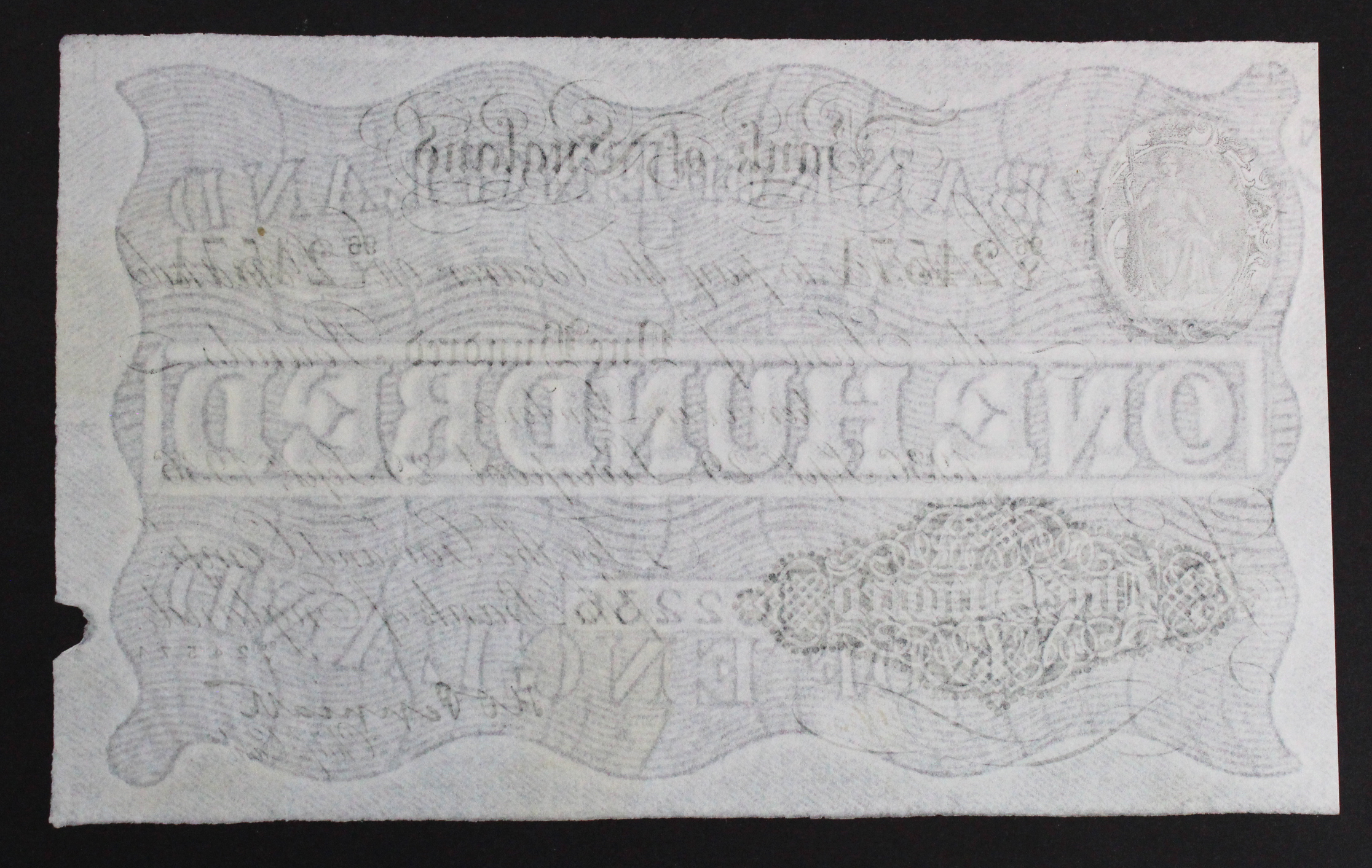 Peppiatt 100 Pounds white note dated 29th September 1936, LIVERPOOL branch issue, serial 96/Y - Image 2 of 2