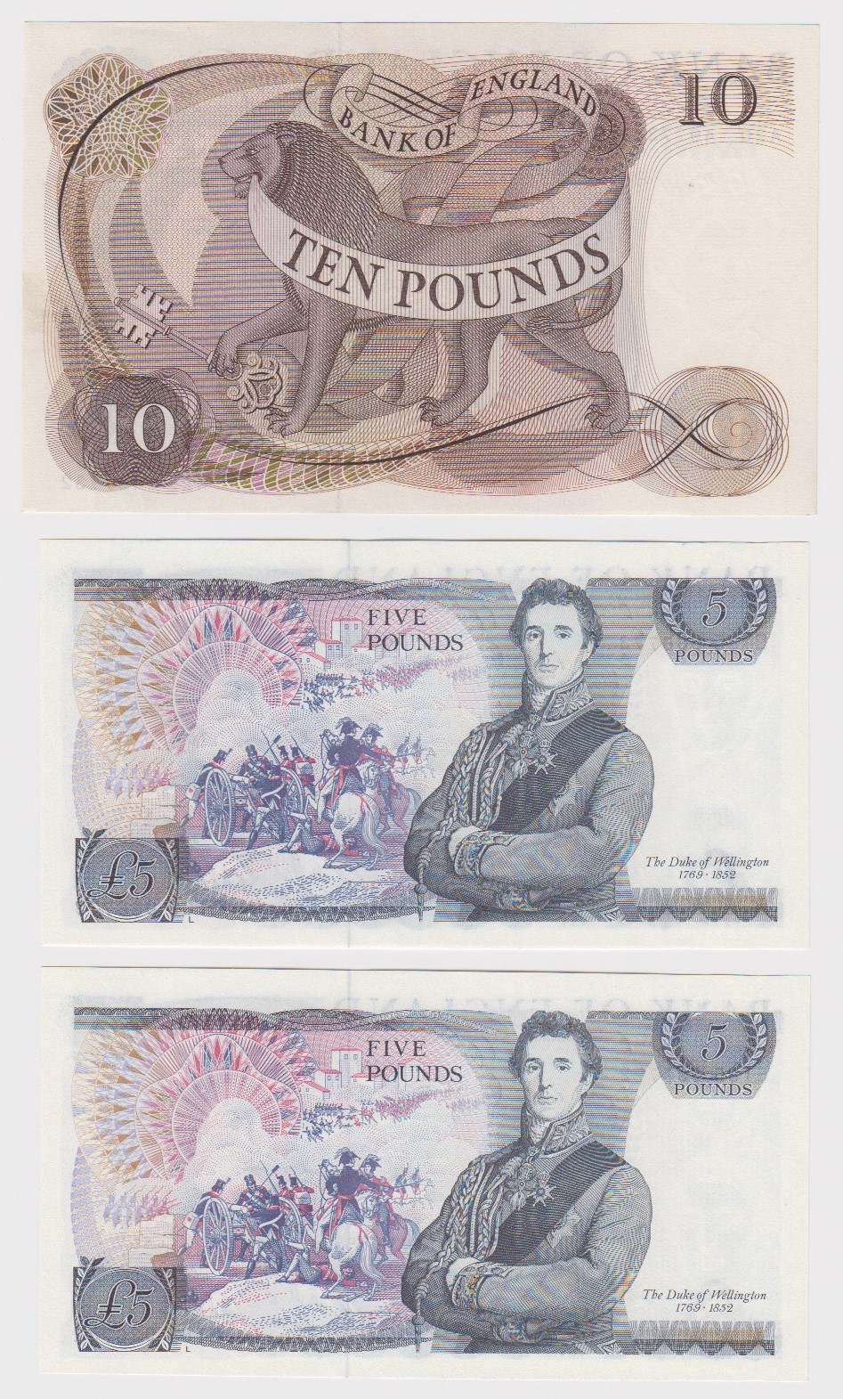 Bank of England (3), Hollom 10 Pounds issued 1964 serial A20 497732 (B299), Somerset 5 Pounds (2) - Image 2 of 2